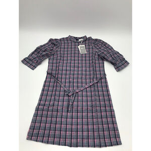 VILA Clothes Blue & Rosebloom Vidarby 3/4 Waist-Tie Mini Dress size 36